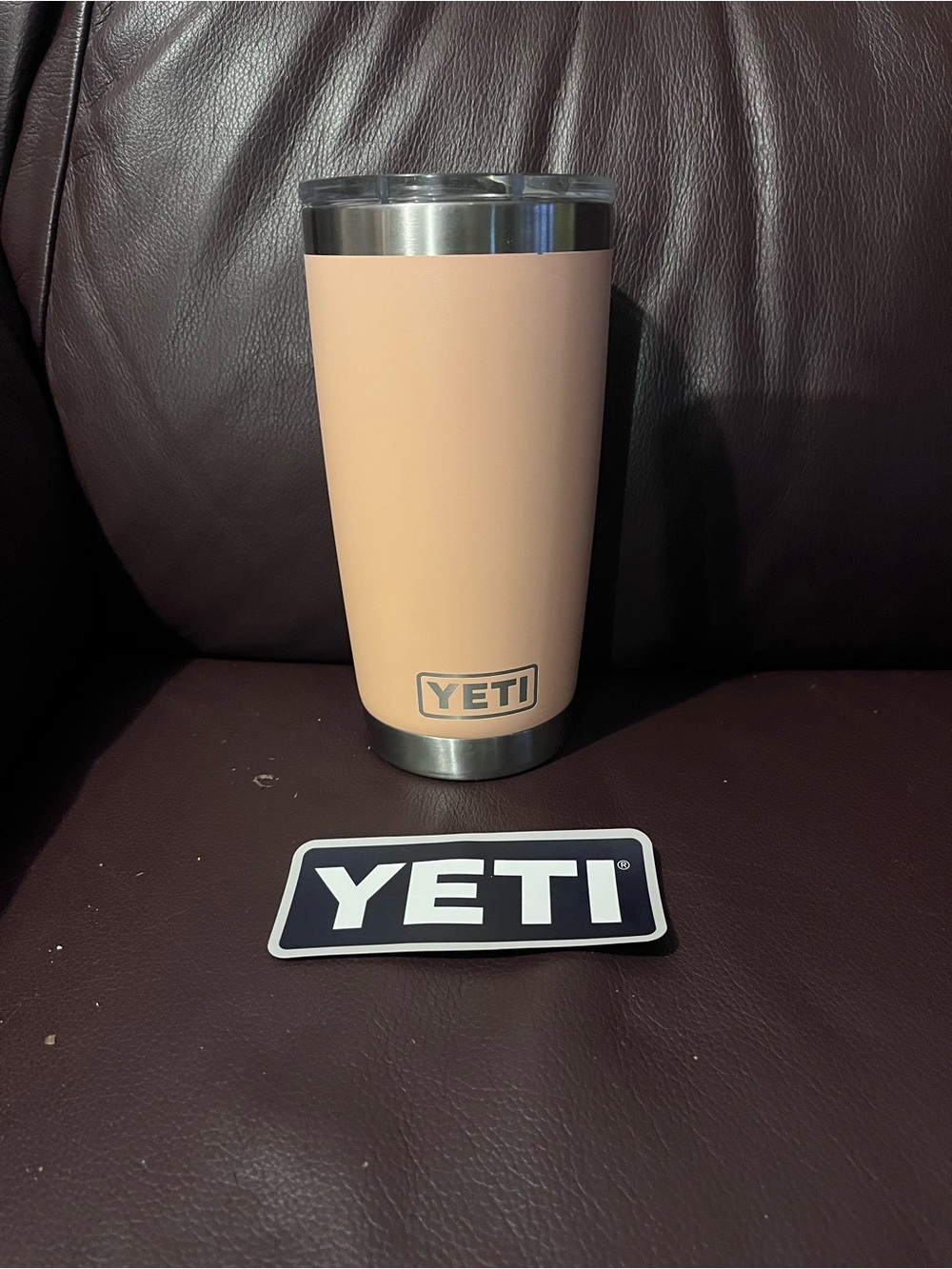 Yeti Peach/Blush Stainless Travel Tumbler with Clear Lid